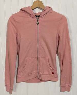Y2K Twisted Heart Full Zip Hoodie Size S Pink